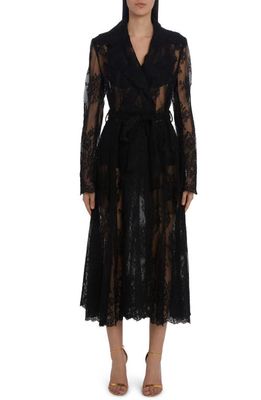 Dolce & Gabbana Sheer Lace Trench Coat in Black