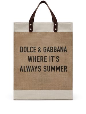 Dolce & Gabbana Shopping logo-print tote bag - Neutrals