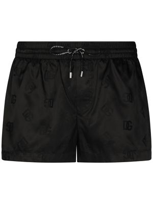 Dolce & Gabbana short monogram-print swim shorts - Black