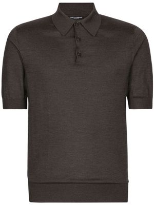 Dolce & Gabbana short-sleeve silk polo shirt - Grey