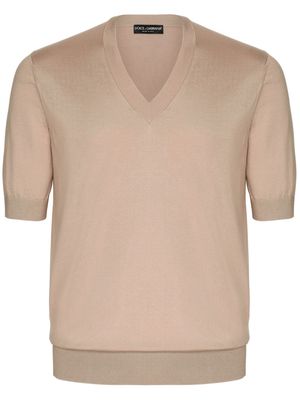 Dolce & Gabbana short-sleeve silk T-shirt - Neutrals