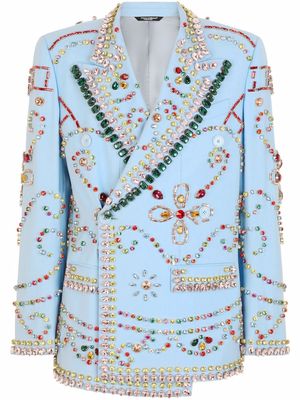 Dolce & Gabbana Sicilia-fit embellished double-breasted blazer - Blue