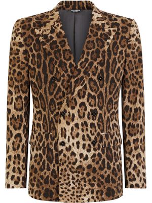 Dolce & Gabbana Sicilia-fit leopard-print double-breasted blazer - Brown