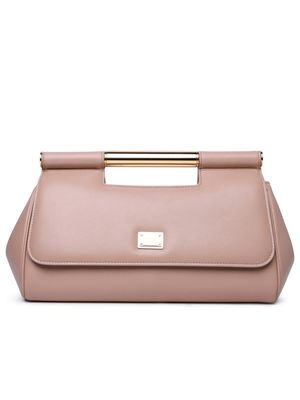 Dolce & Gabbana Sicily Large Leather Clutch Nude