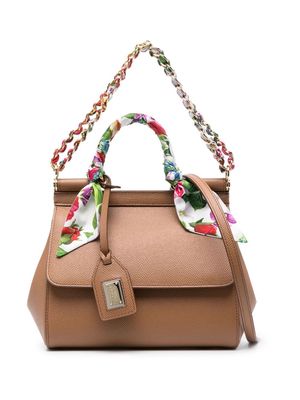 Dolce & Gabbana Sicily scarf-detail top-handle bag - Brown