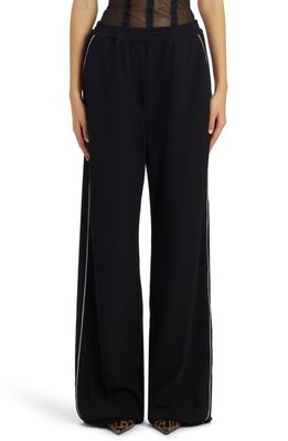 Dolce & Gabbana Side Piping Stretch Wool Crepe Pajama Trousers in Black