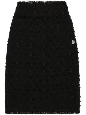 Dolce & Gabbana side-slit rush-stitch midi skirt - Black