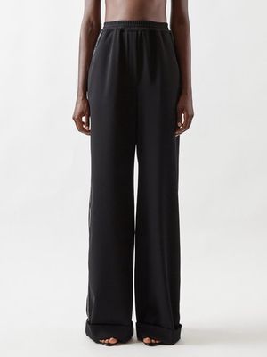 Dolce & Gabbana - Side-stripe Satin Wide-leg Trousers - Womens - Black