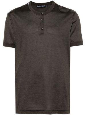 Dolce & Gabbana silk henley T-shirt - Brown