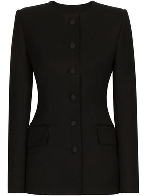 Dolce & Gabbana single-breasted collarless blazer - Black