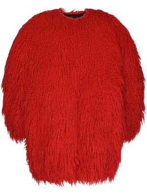 Dolce & Gabbana single-breasted faux-fur coat - Red