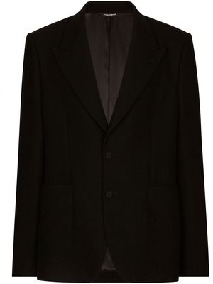 Dolce & Gabbana single-breasted fine-knit blazer - Black