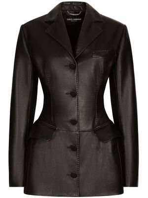 Dolce & Gabbana single-breasted leather blazer - Black