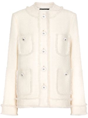 Dolce & Gabbana single-breasted tweed jacket - Neutrals