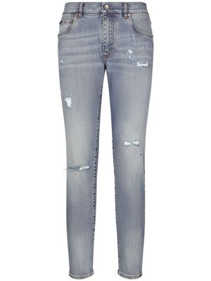 Dolce & Gabbana slim-cut logo-patch jeans - Blue
