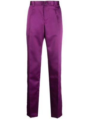 Dolce & Gabbana slim-cut satin-finish trousers - Purple