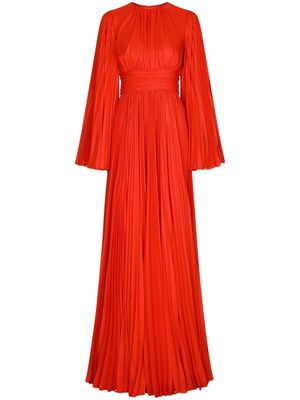Dolce & Gabbana slit-sleeved pleated gown - Red