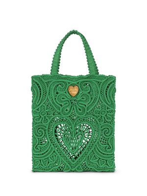 Dolce & Gabbana small Beatrice cordonetto-lace tote bag - Green