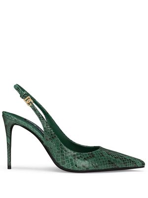 Dolce & Gabbana snakeskin-effect slingback pumps - Green