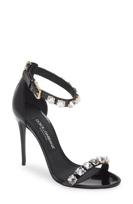 Dolce & Gabbana Strappy Crystal Embellished Sandal in Nero/Crystal