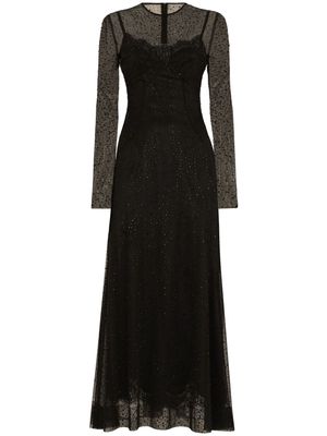Dolce & Gabbana strass-embellished A-line maxi dress - Black