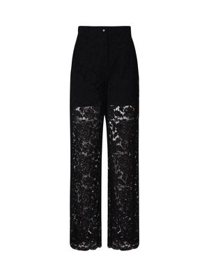 Dolce & Gabbana Stretch Lace Logoed Flare Pants