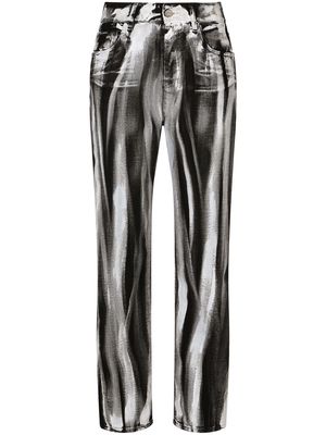 Dolce & Gabbana stripe-print cropped boyfriend jeans - Black