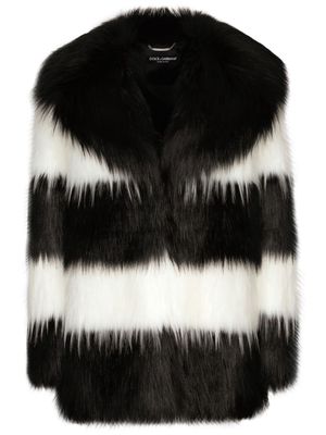 Dolce & Gabbana striped faux-fur coat - Black