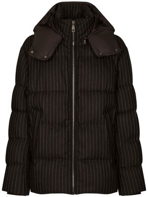 Dolce & Gabbana striped hooded padded jacket - Black