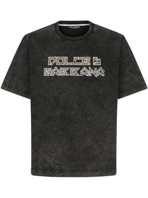 Dolce & Gabbana stud-embellished washed cotton T-shirt - Black