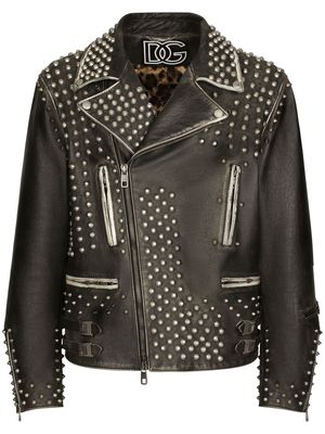 Dolce & Gabbana studded leather jacket - Black