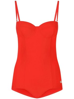 Dolce & Gabbana sweatheart-neck swimsuit - Orange
