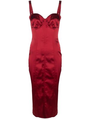 Dolce & Gabbana sweetheart-neck silk midi dress - Red