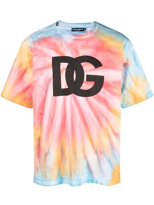 Dolce & Gabbana tie-dye logo-print T-shirt - Pink