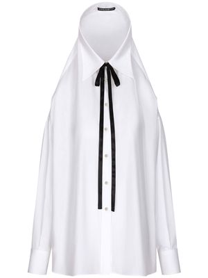 Dolce & Gabbana tie-neck poplin shirt - White
