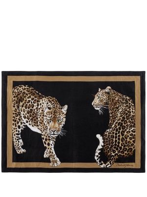 Dolce & Gabbana tiger-print placemat and napkin set - Black
