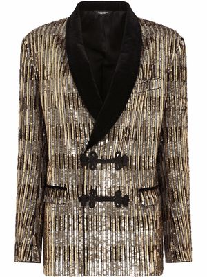 Dolce & Gabbana toggle-fastening sequin-embellished jacket - Neutrals