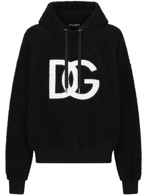 Dolce & Gabbana towelling logo-patch hoodie - Black