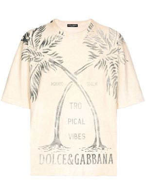 Dolce & Gabbana tree-print cotton T-shirt - Neutrals