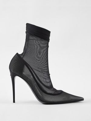 Dolce & Gabbana - Tulle Heeled Boots - Womens - Black