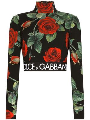 Dolce & Gabbana turtleneck long-sleeve cropped top - Black