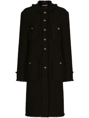 Dolce & Gabbana tweed buttoned coat - Black