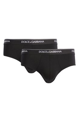 Dolce & Gabbana Two-Pack Logo Band Stretch Cotton Briefs in Black