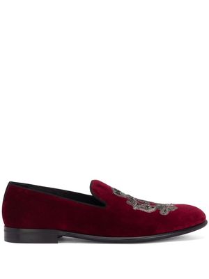 Dolce & Gabbana velvet-finish embroidered slippers