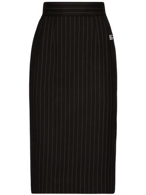 Dolce & Gabbana virgin wool-blend pinstripe midi skirt - Black