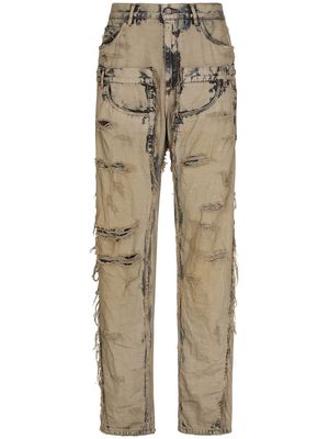 Dolce & Gabbana washed deconstructed jeans - Neutrals