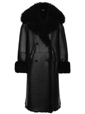 Dolce & Gabbana wide-lapels shearling-lining coat - Black
