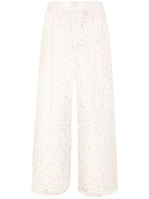 Dolce & Gabbana wide-leg floral-lace trousers - White