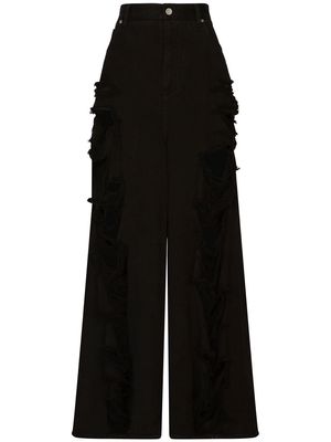 Dolce & Gabbana wide-leg ripped jeans - Black