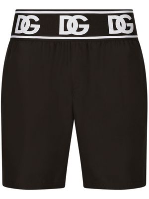 Dolce & Gabbana wide logo-waist swim shorts - Black